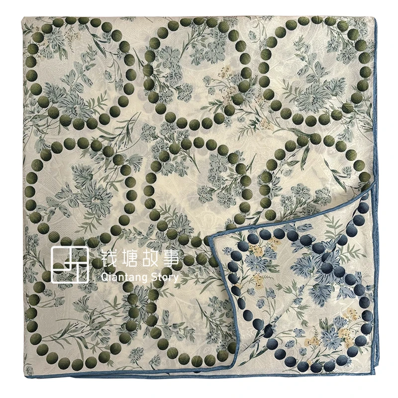 Qiantang Story/钱塘故事花罗-70中方巾春风又绿丝巾围巾，65*65cm