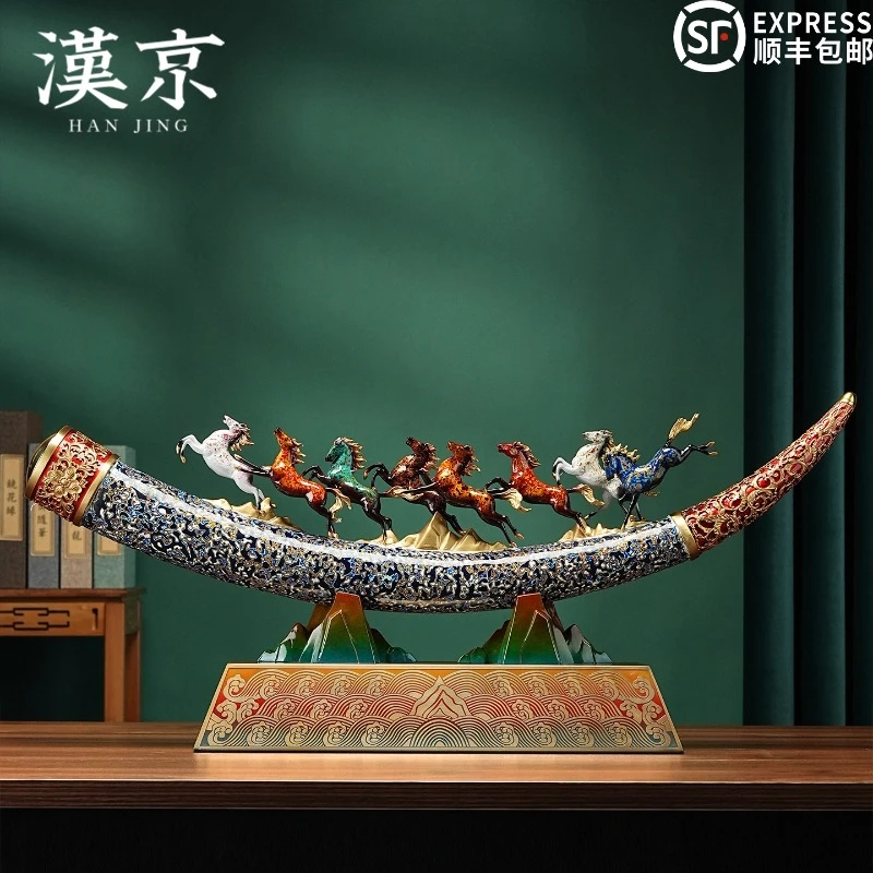 八骏雄风铜马摆件大漆工艺办公室客厅玄关装饰品高档公司开业礼物