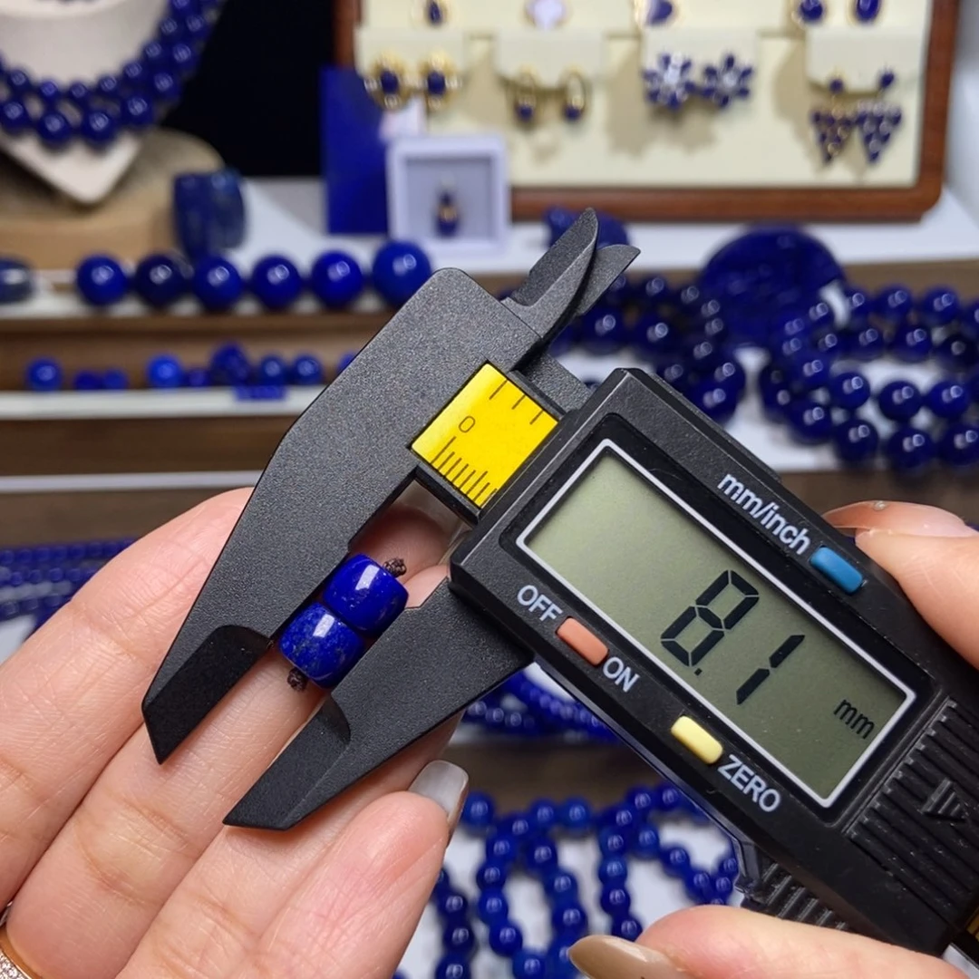 青金石未镶嵌老型直切对珠