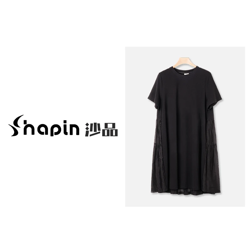 气质款网纱拼接纯色连衣裙时尚优雅长裙女ZD450438