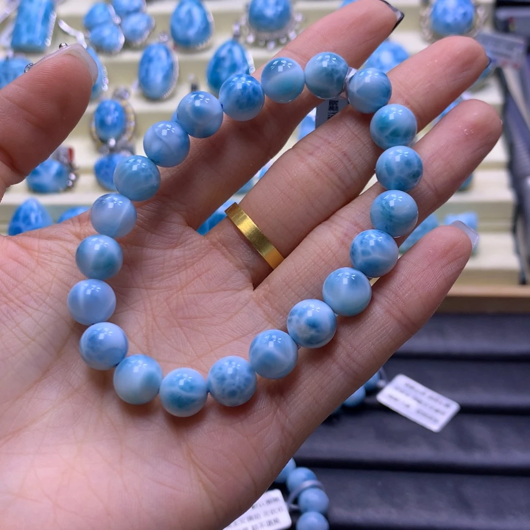 针钠钙石（海纹石）未镶嵌手链9m手串色差略异