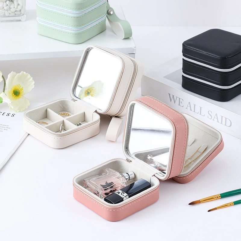 多层多功能镜子收纳盒收纳简约便携家用大学生宿舍首饰盒化妆台