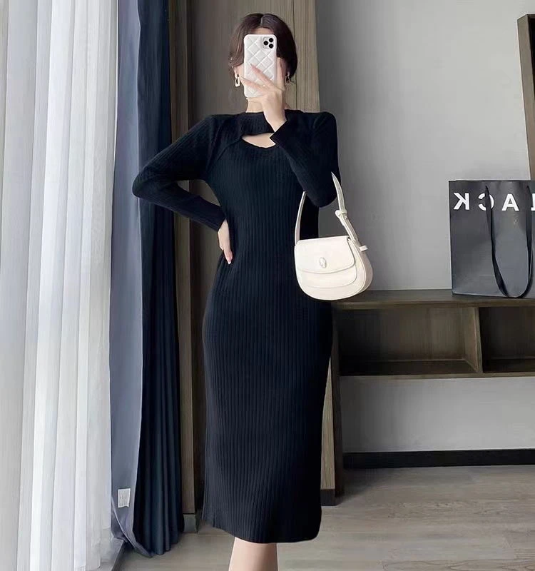 《沐夕家服饰》秋冬新款 针织 宽松连衣裙 百搭 洋气 显瘦 连衣裙