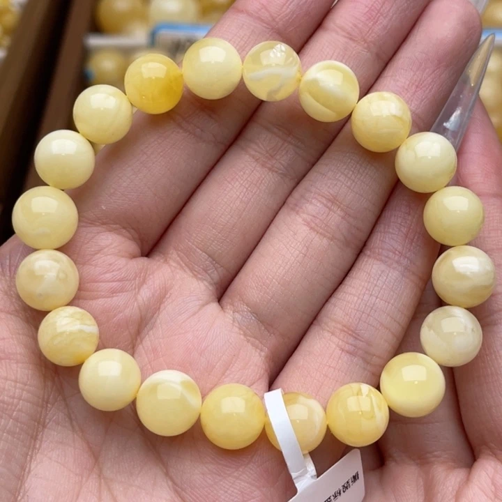 裸石琥珀未镶嵌蜜蜡圆珠手串微瑕卡10