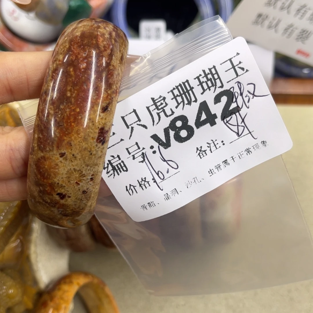 藕***干硅化珊瑚（珊瑚玉）未镶嵌h