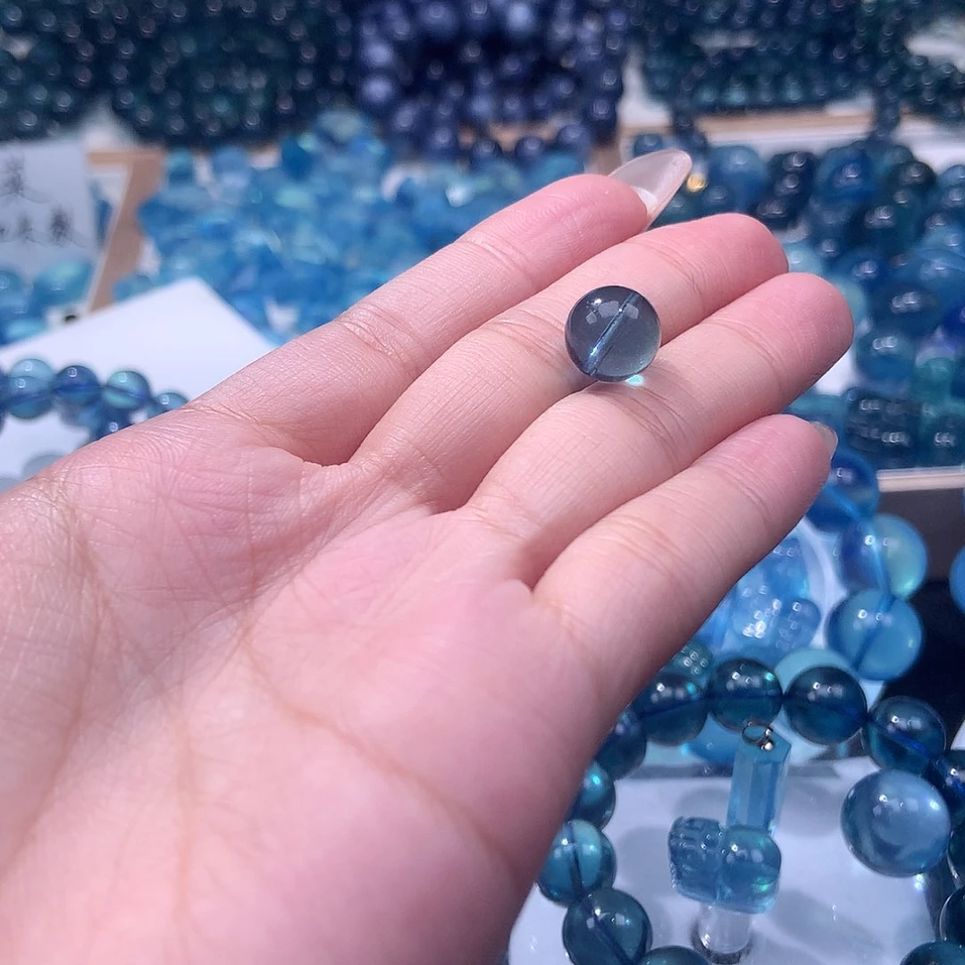 未镶嵌手链水晶润***牛9.9mm魔鬼蓝 160元叠拍2件