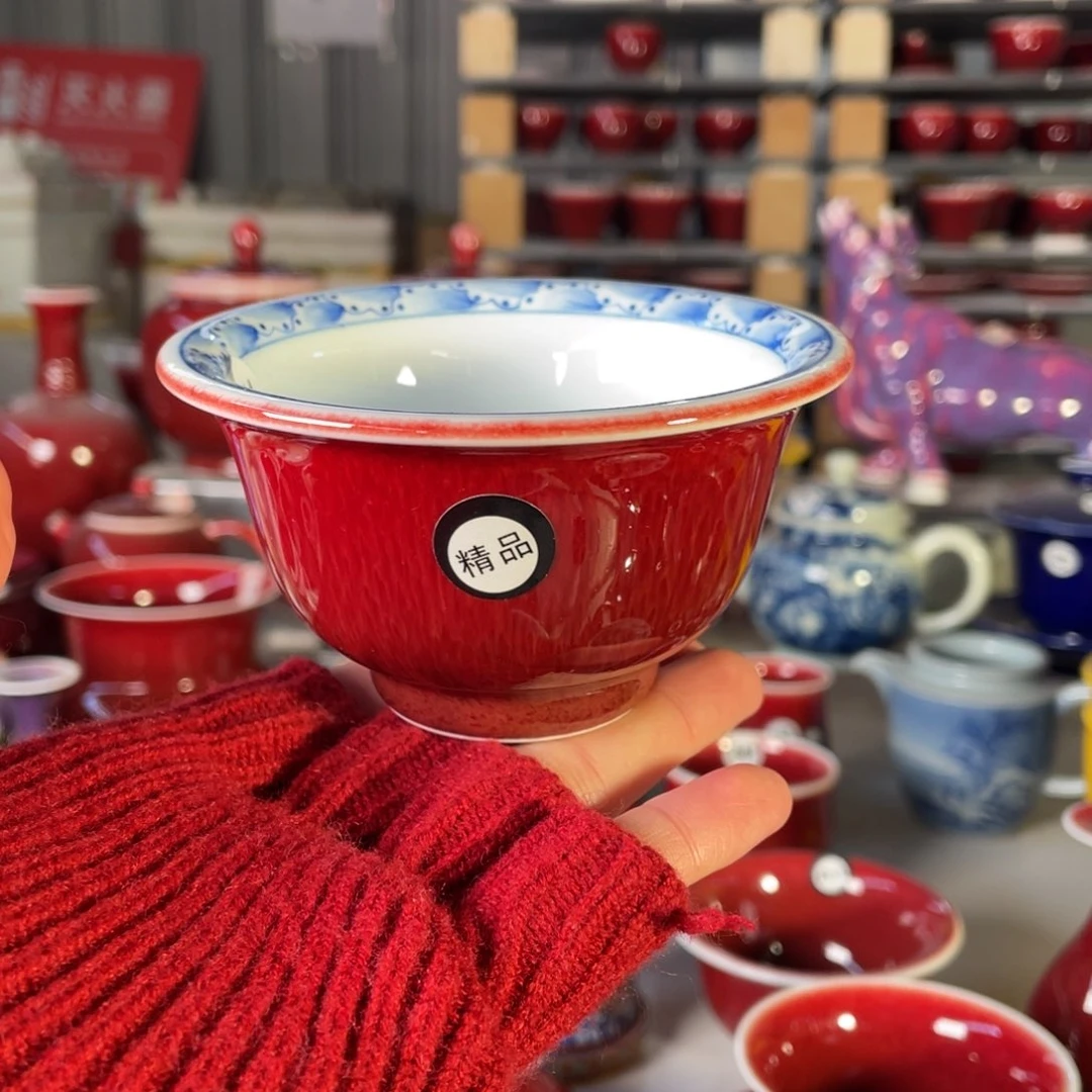 清欢雅玩原矿郎红精品鸿运当头压手杯