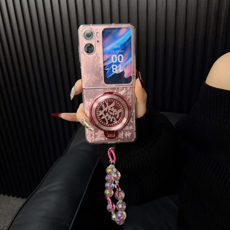 适用oppofindn2flip手机壳新款n2flip套oppo小众暴富發字支架女款