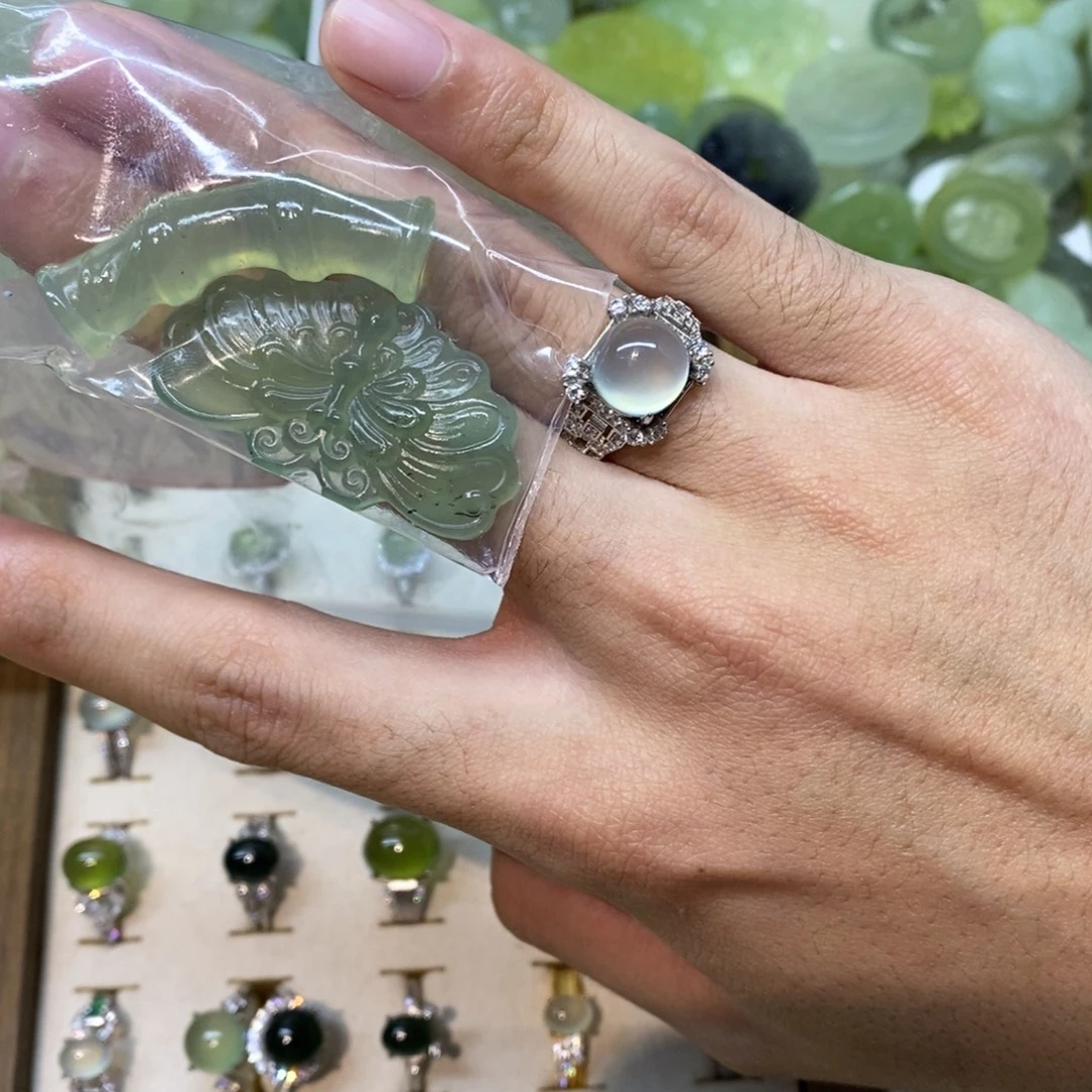 小***.岫玉银S925镶嵌戒指