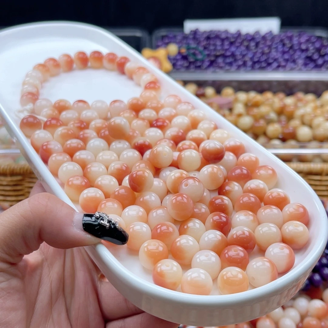 白玉菩提吊坠q11.75mm330颗。腮红珠