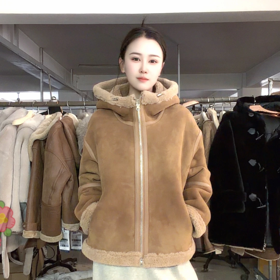 【MT’fur】2589原胚皮绒面复古做旧高端两面穿连帽皮草外套