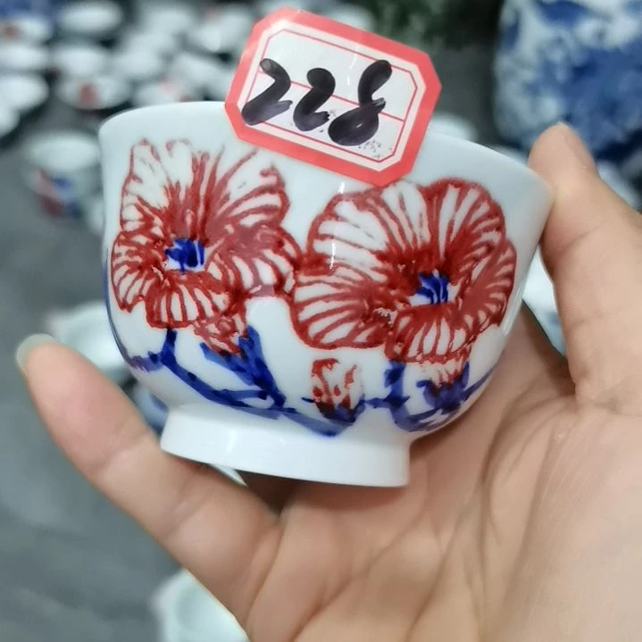 杯张学鸿老师青花釉里红微瑕