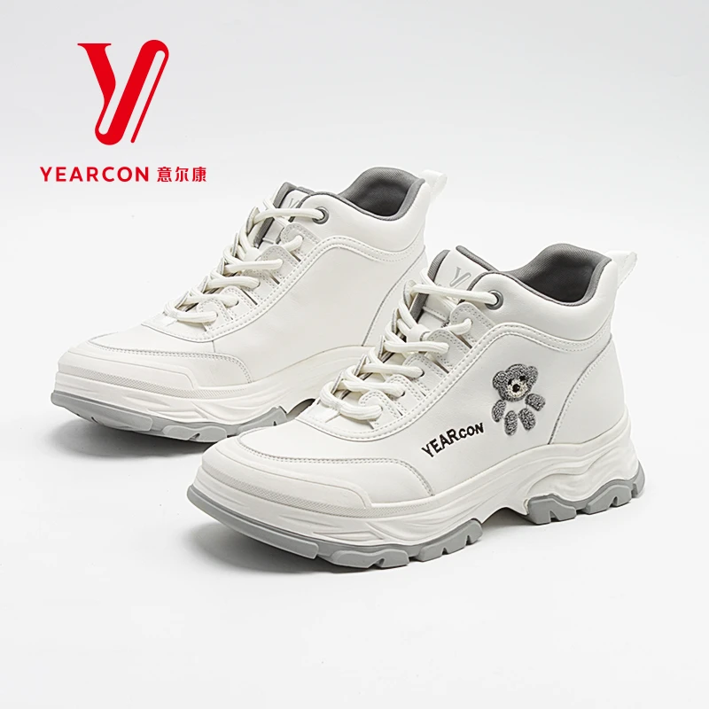意尔康冬季厚底百搭女鞋加绒百搭时尚潮流休闲板鞋48267Y