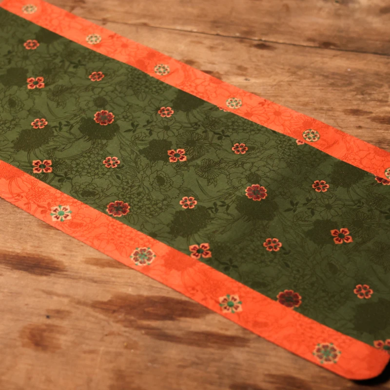 【斋居】团花宝相 绿款 三拼香云纱茶席60*28茶道配件（慢蓝S0980）