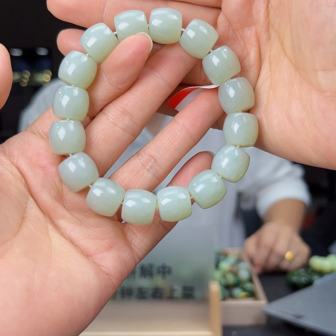 未镶嵌手串和田玉纯天然和田玉新疆且末高青白料14