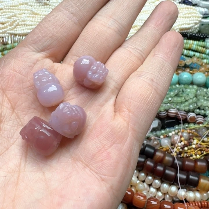 合金玛瑙/玉髓珠宝半成品一颗12x15mm貔貅盐源