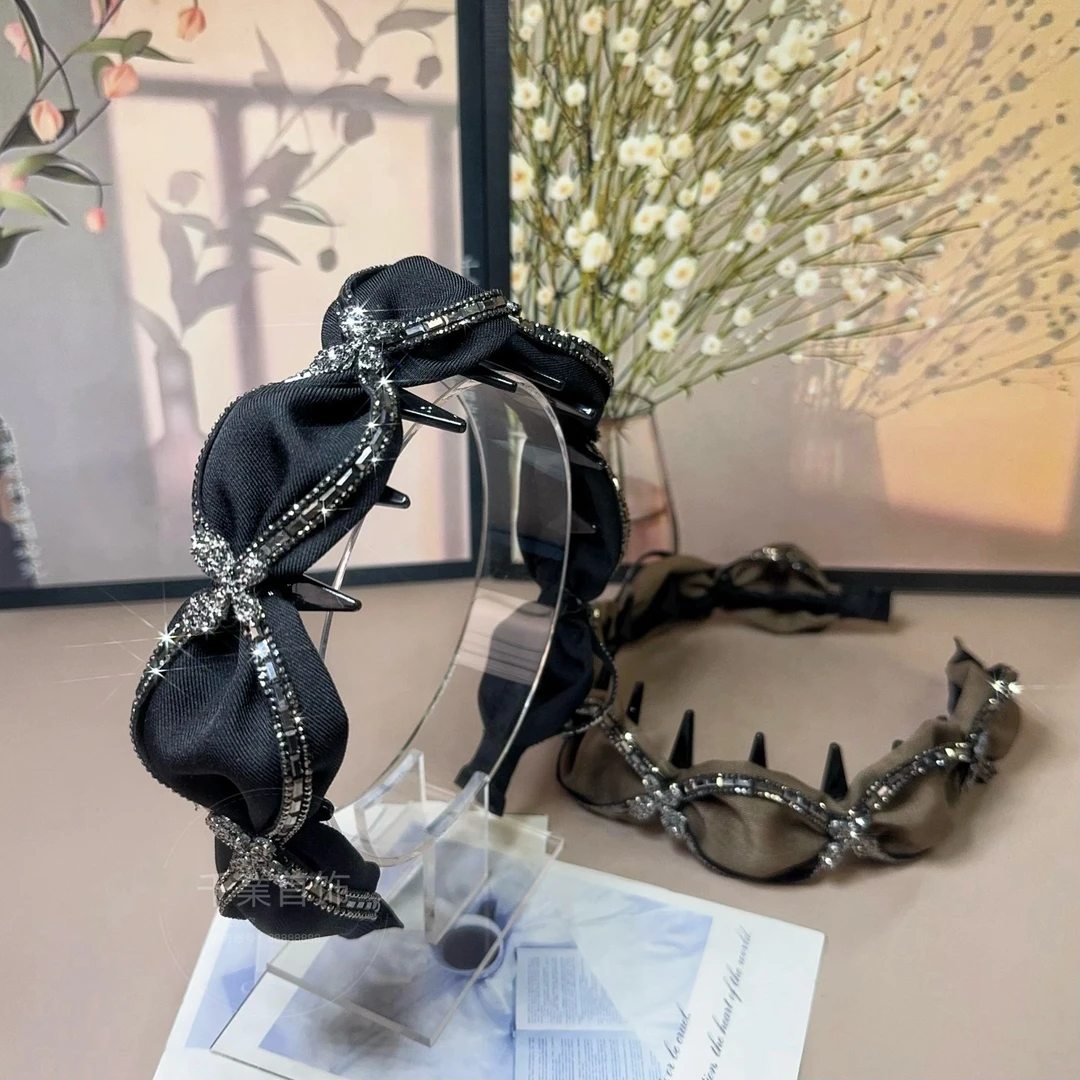 【星光蝴蝶】新款帆布镶钻小蝴蝶时尚百搭气质减龄高级感发箍T1013