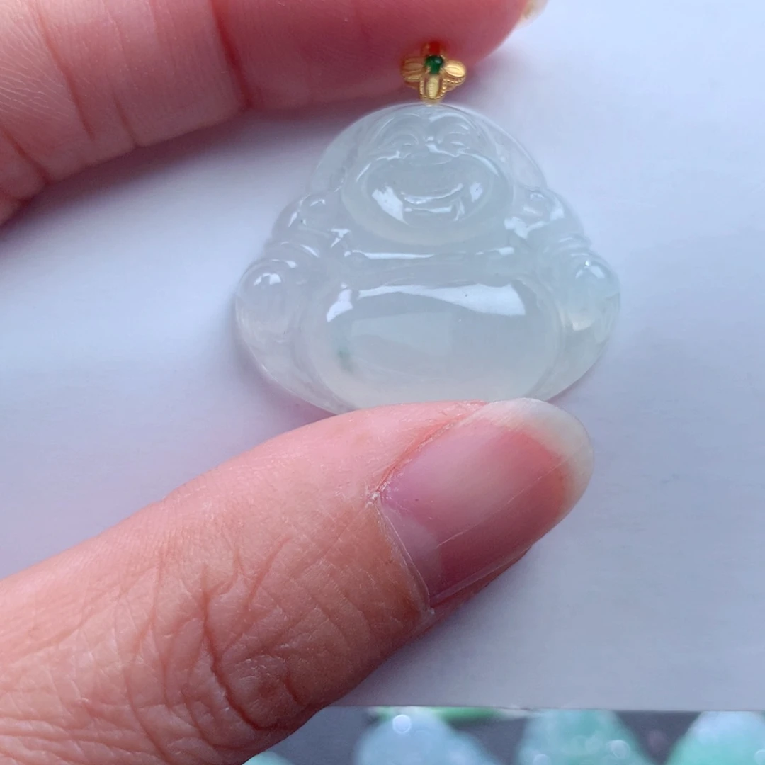 翡翠吊坠(不含链)18K金镶嵌