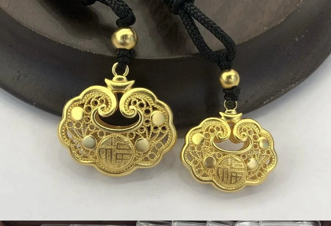 足金999古法锁包吊坠（无铃铛）