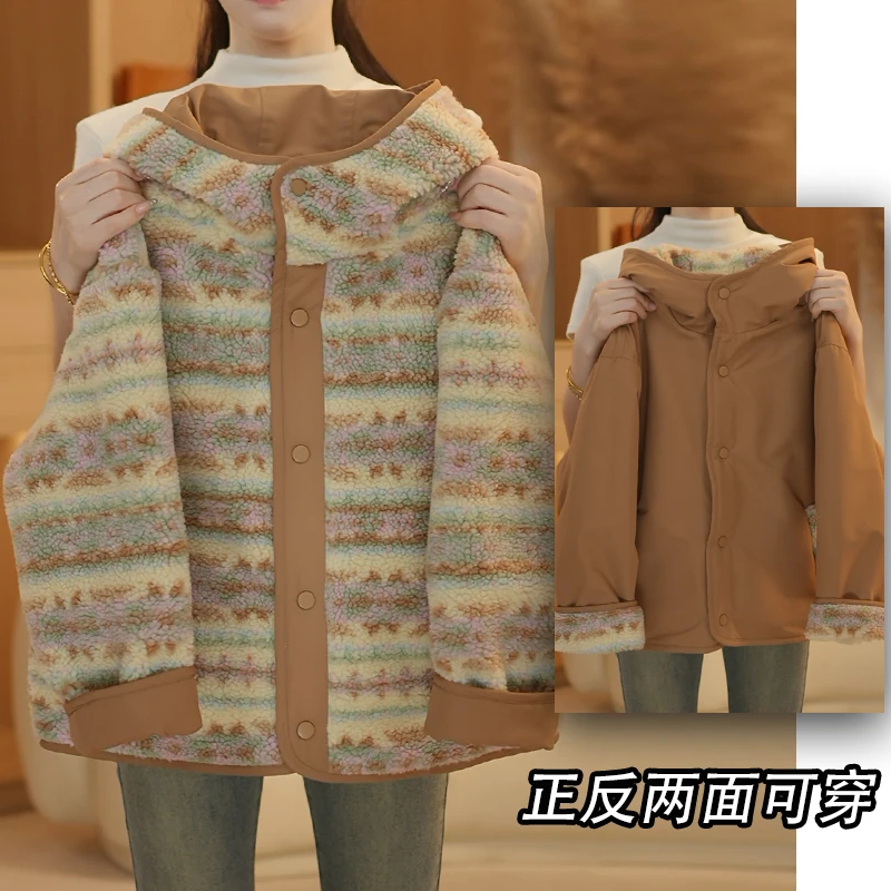 女童两面穿外套2025新款秋冬装洋气女孩加厚保暖上衣WT-25089