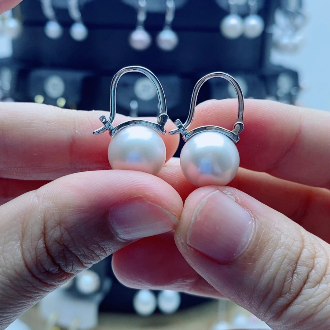 银S925镶嵌淡水珍珠耳饰
