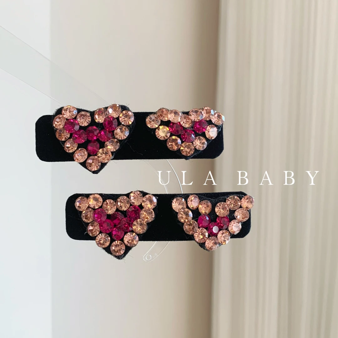 【喜儿ula】11-15-3超闪小香风爱心精致掰掰夹发夹