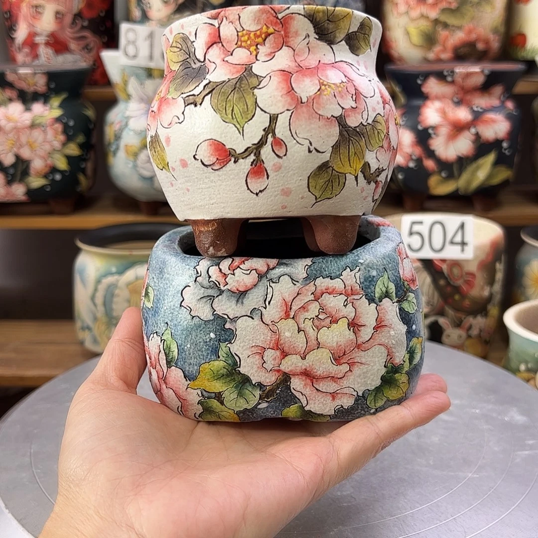 友***子景德镇炫彩手绘景德镇陶瓷花盆