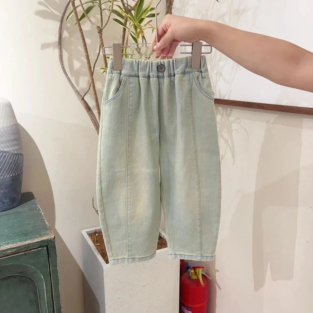 【云朵小葵】女童秋季潮流一粒扣中拼复古休闲裤28550