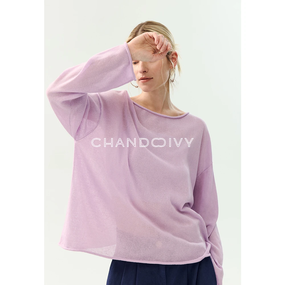 CHANDOOIVY日本进口MONTELUCE干爽亚麻棉 微透呼吸感一字领空气衫