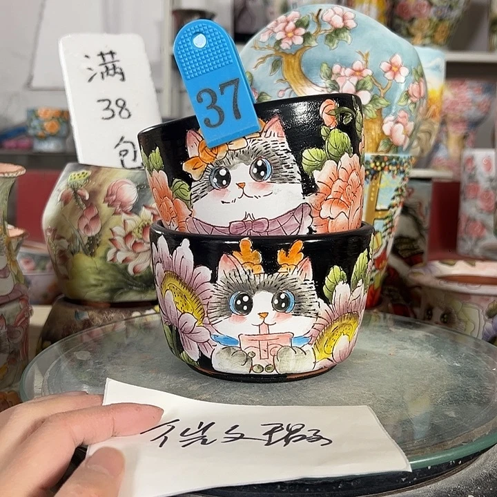 满38包邮 景德镇幸运花盆