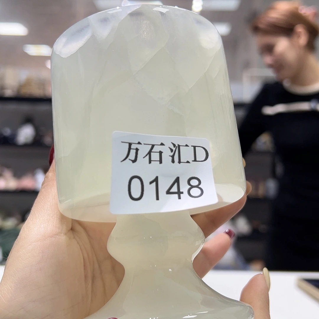 石材0148白冰玉烛台