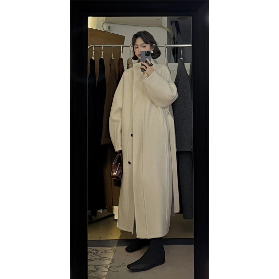 【秋冬来信】双面牦牛绒羊毛大衣气质宽松韩版加厚双面呢百搭