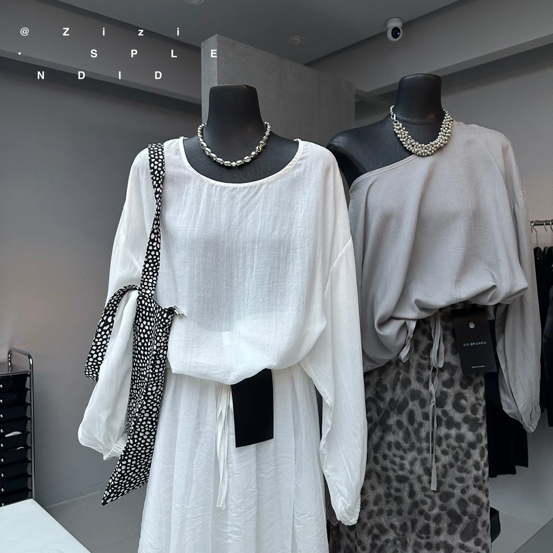 zizi（1266#）气质长袖抽绳宽松上衣kc