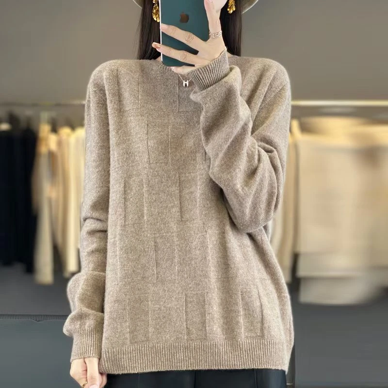 【梅姐专属】秋冬新款女士一线成衣羊毛衫针织纯色圆领YM-QHMDS-836