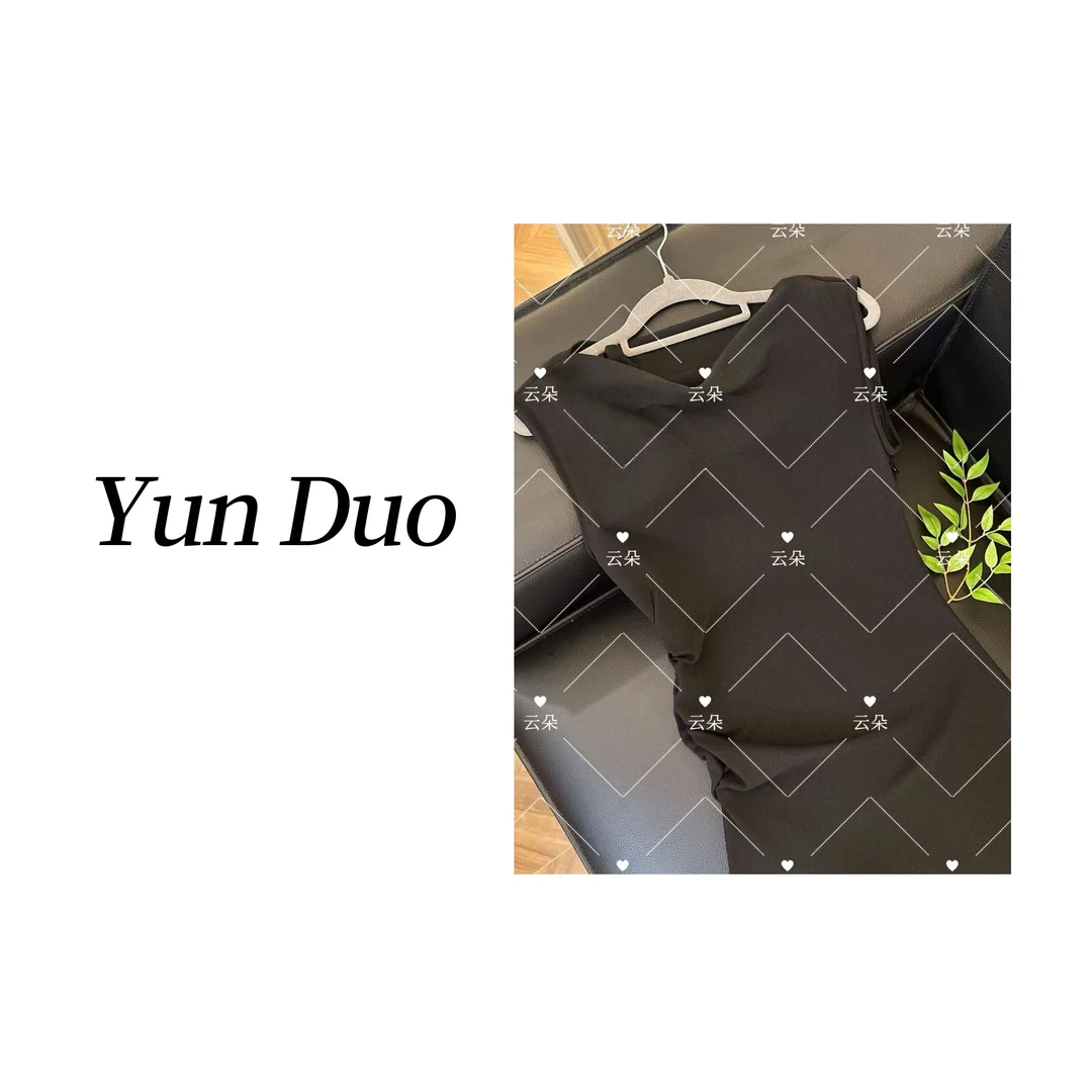 云朵定制【肖邦·夜曲】无袖船领抽褶收腰显瘦连衣裙LD40