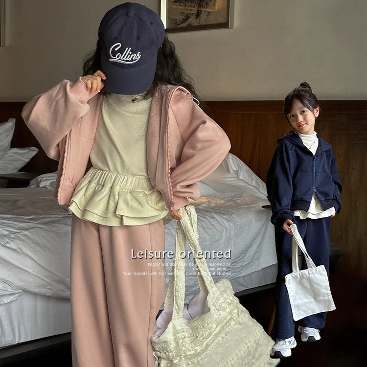 童装运动套装秋休闲风外套纯色时尚秋冬韩版