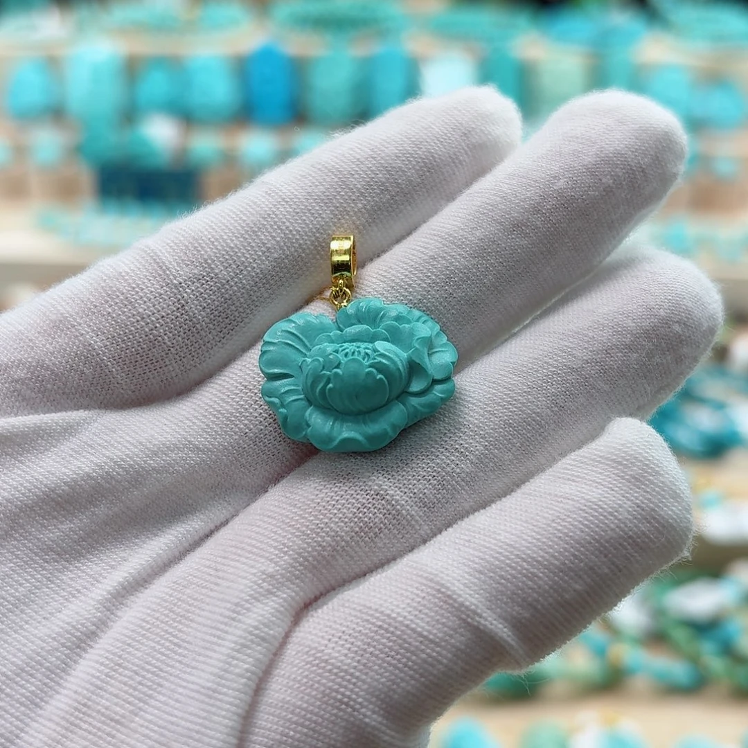 绿松石18K金镶嵌珠宝奇石