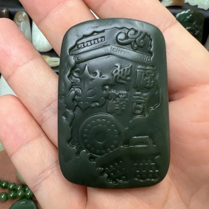 吊坠(不含链)未镶嵌和田玉沙枣青