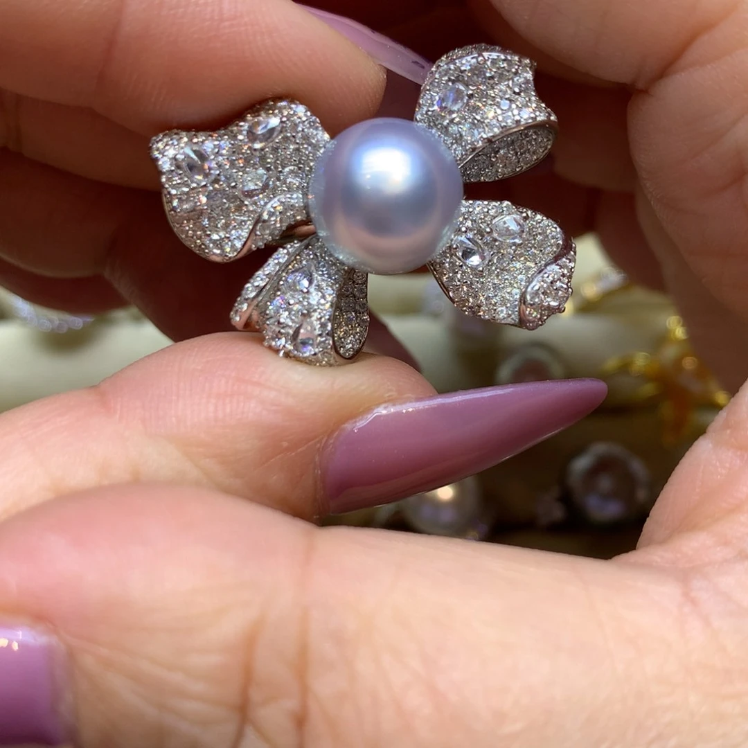 银S925镶嵌戒指海水珍珠