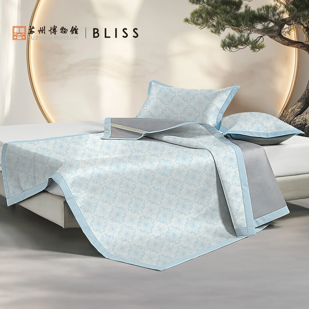 水星家纺苏博联名款春夏舒适深海牧屿·苏博可水洗冰丝席