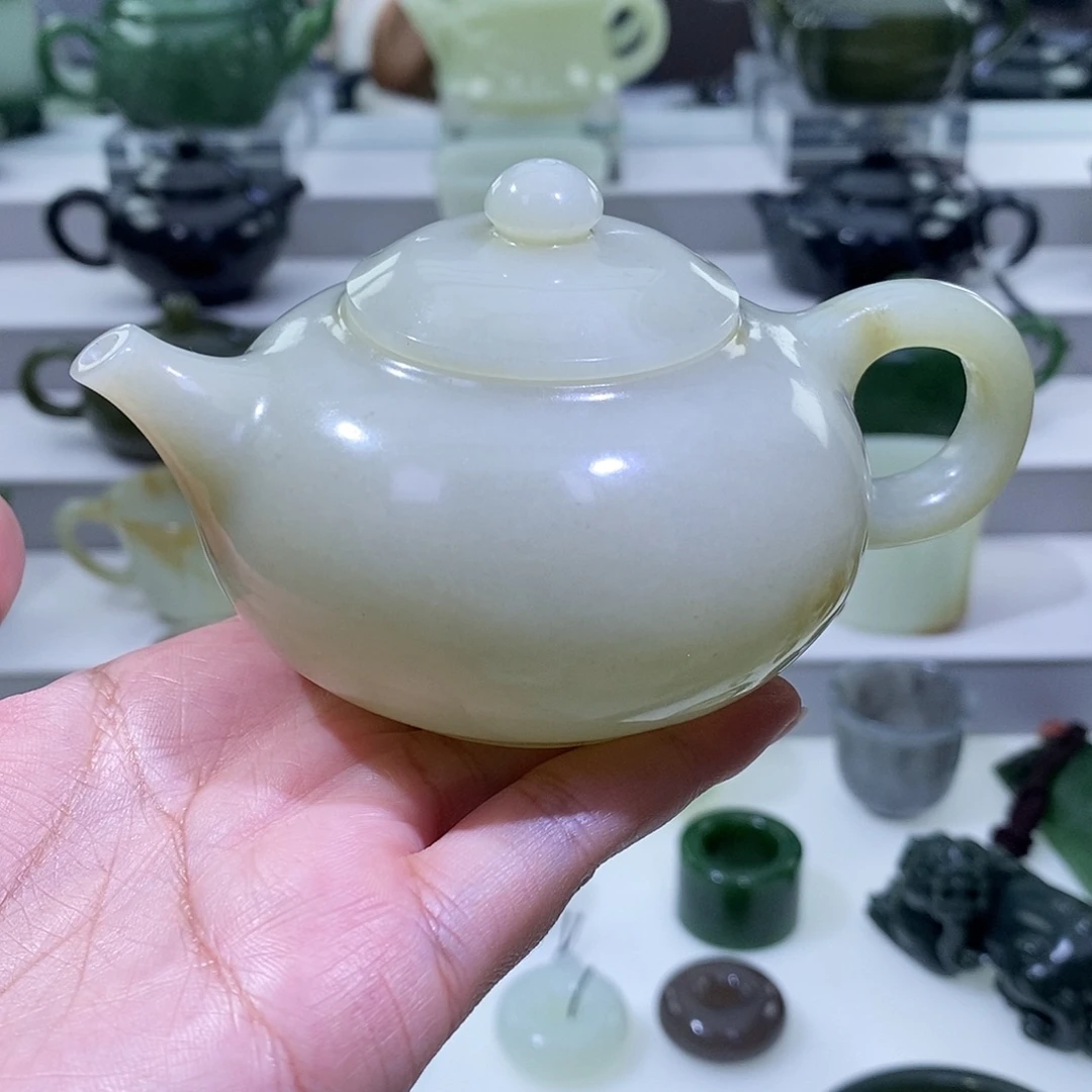 和田玉未镶嵌挂件茶壶