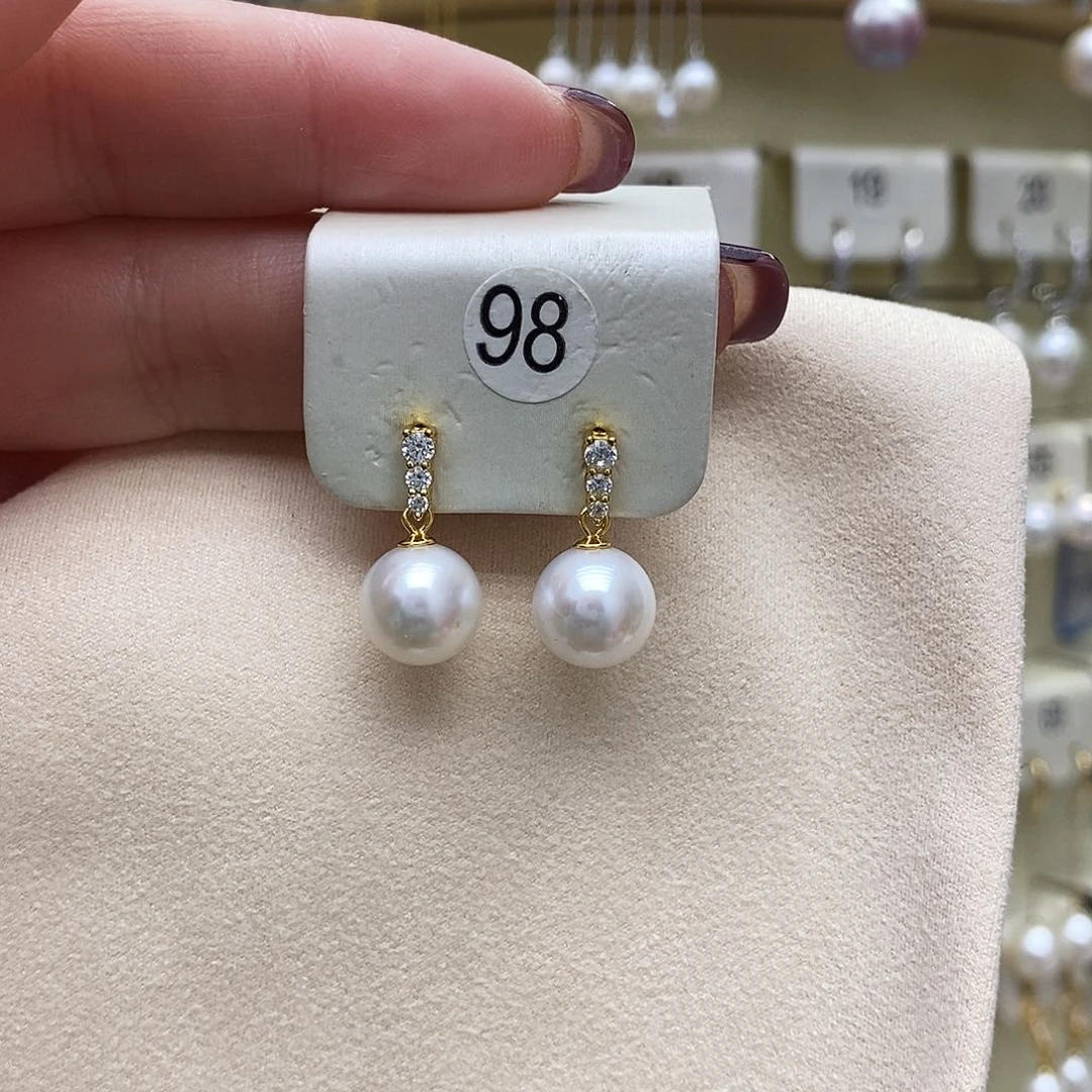 淡水珍珠耳饰银S925镶嵌