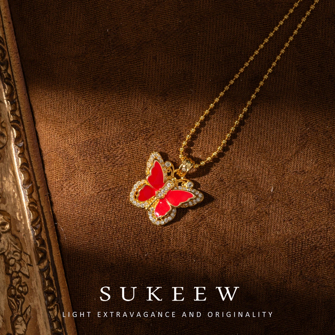 SUKEEW/酥可  气质轻奢镶边温柔蝴蝶项链227012