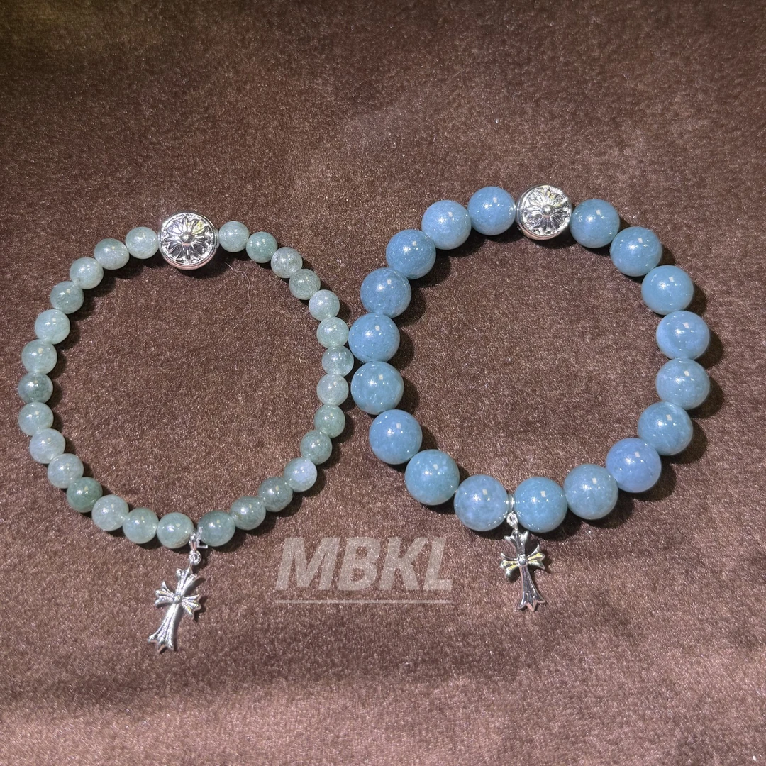 MBKL“蓝水凝银”“晶流绿泊”恶搞小克手串配饰 穿搭单品小众手链