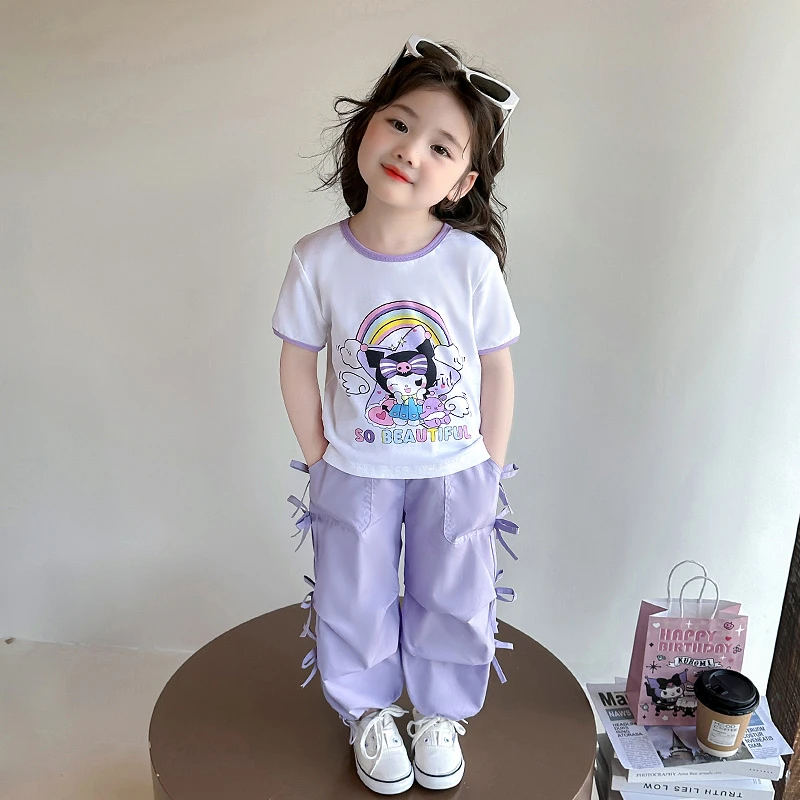 女童夏季套装儿童库洛米短袖两件套女孩子休闲工装裤女宝宝衣服潮