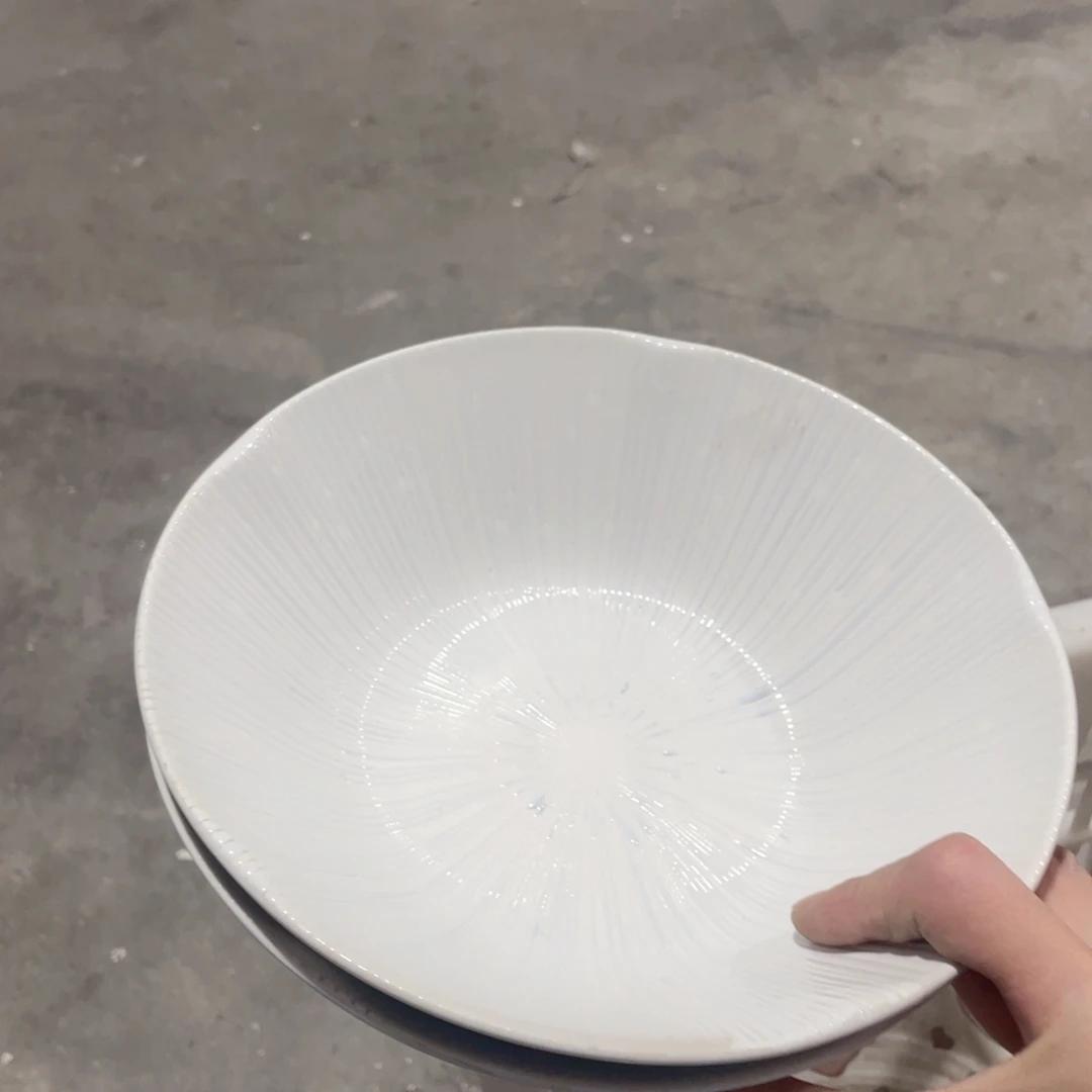 微瑕陶瓷餐具美浓烧面碗8英寸白色两个装