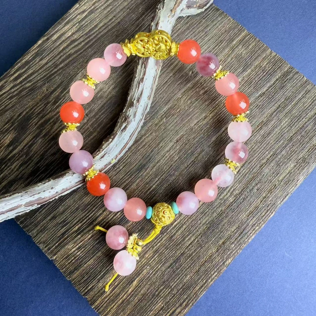 高定珠宝盐源玛瑙珠珠手链-s1063合金