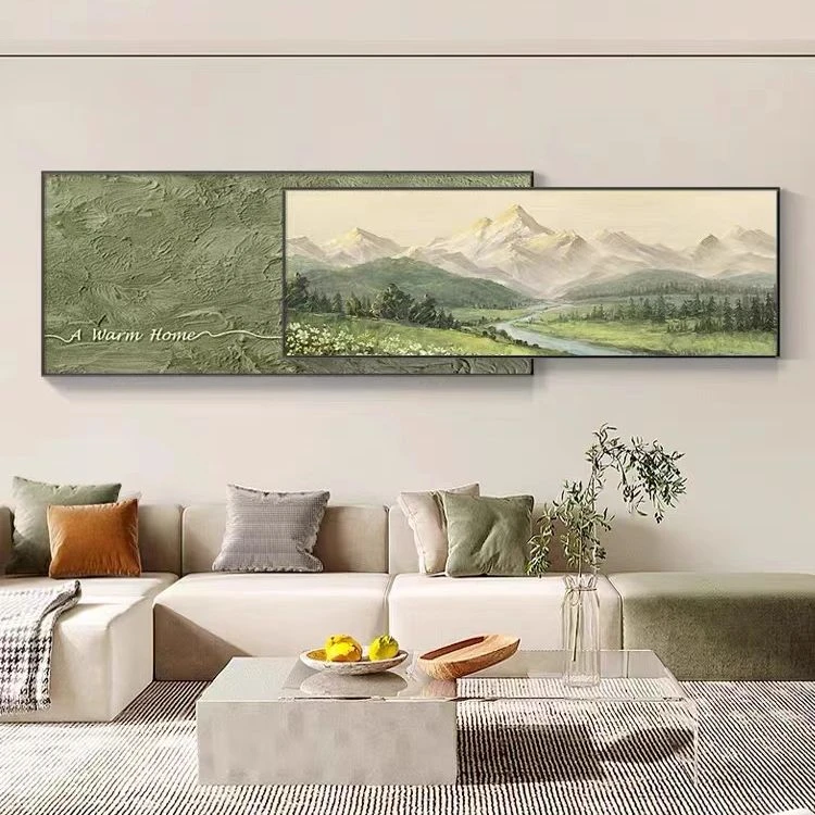 家有靠山沙发背景墙装饰画北欧风格客厅山水风景聚财画挂画叠加画