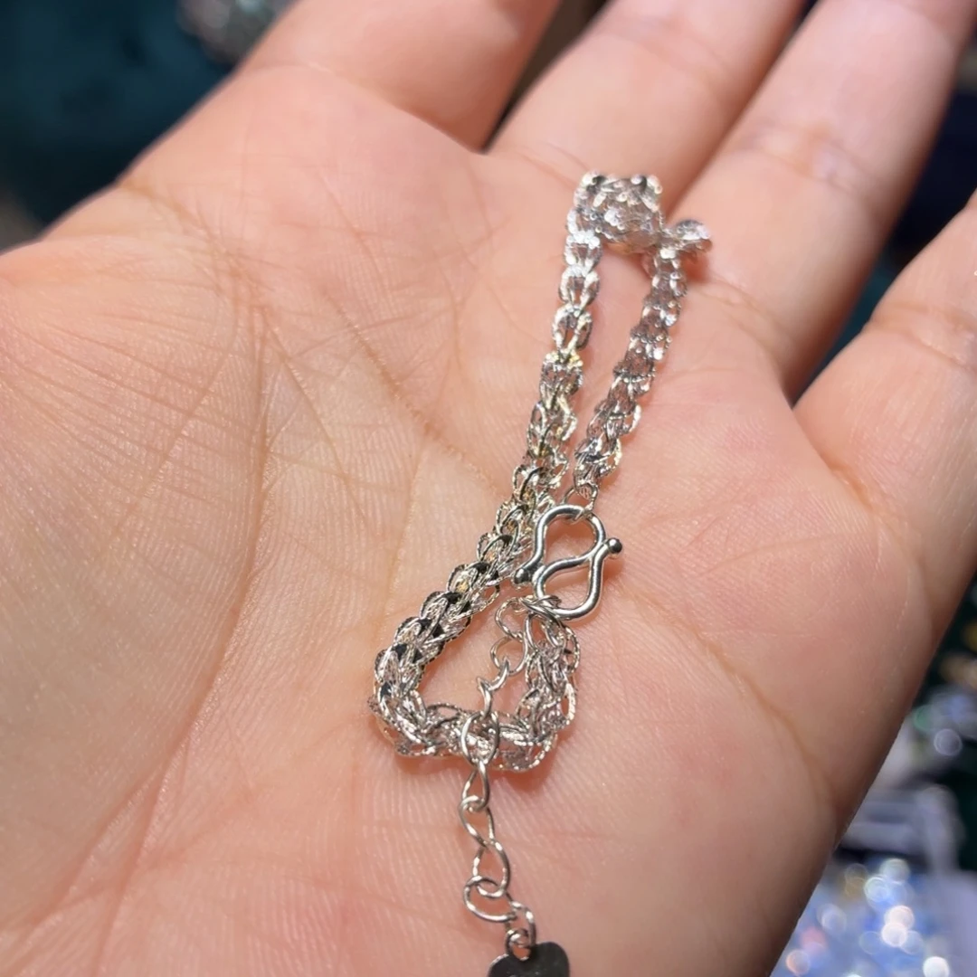 925银凤尾闪闪发光手链支持复检通体S925银