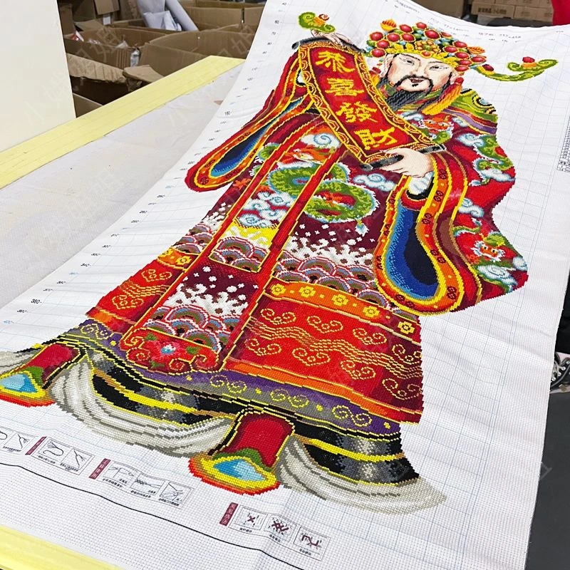财神十字绣成品不带框纯手工出售已绣好的2024新款客厅生意兴隆